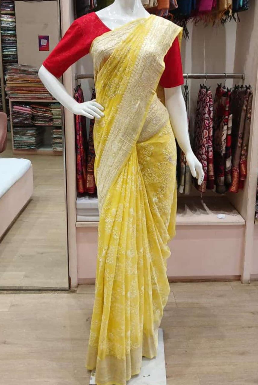 Pure Handloom Georgette Silk Embroidery - Image 1