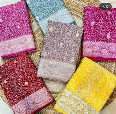 Pure Handloom Georgette Silk Embroidery - Image 1