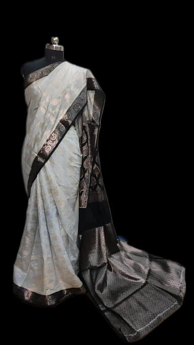 Beautiful soft Banarsi jaal contrast shades   - Image 2