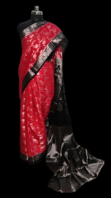 Beautiful soft Banarsi jaal contrast shades  - Image 2