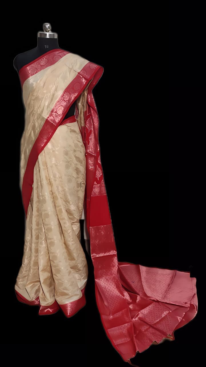 Beautiful soft Banarsi jaal contrast shades  - Image 4