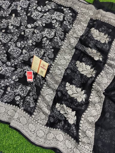 Pure Handloom Georgette Silk Embrodery - Image 3