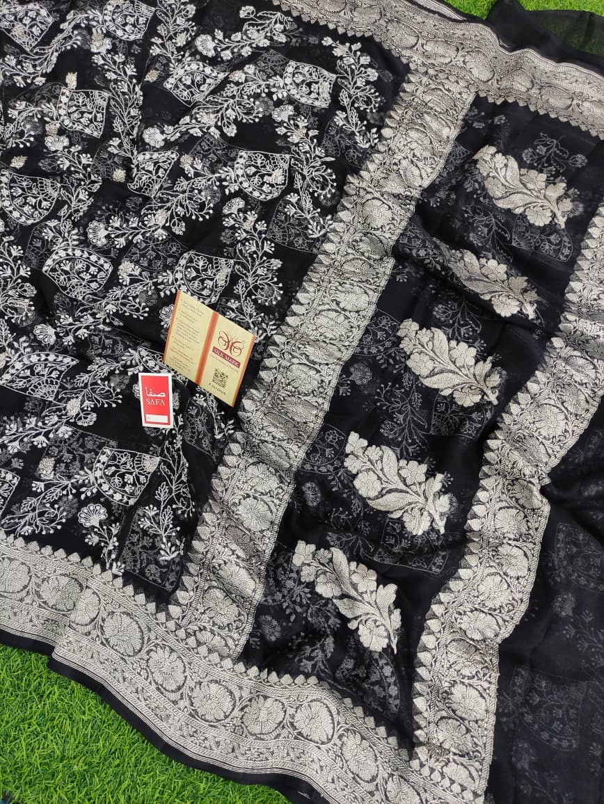 Pure Handloom Georgette Silk Embrodery - Image 3