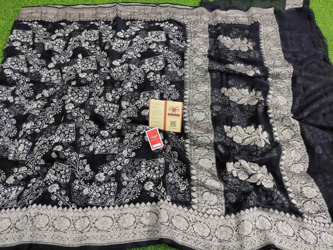 Pure Handloom Georgette Silk Embrodery - Image 4