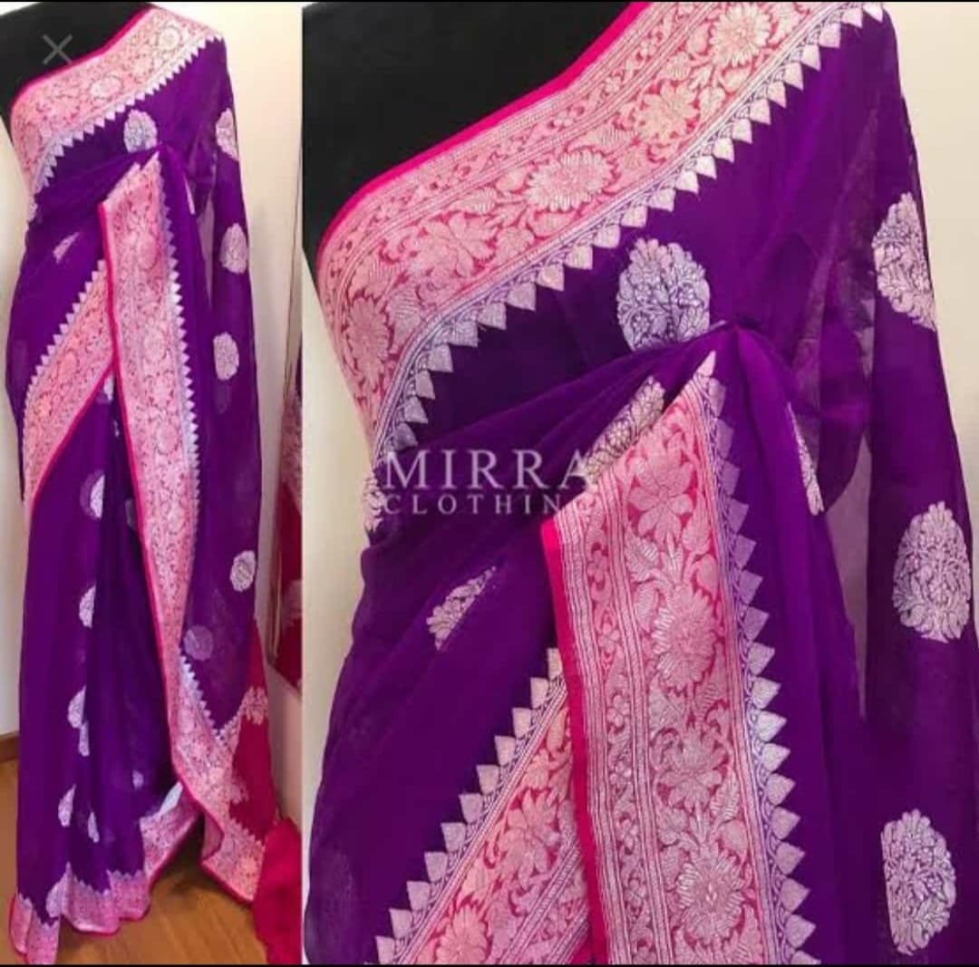 Pure Handloom Georgette Silk Buta - Image 4