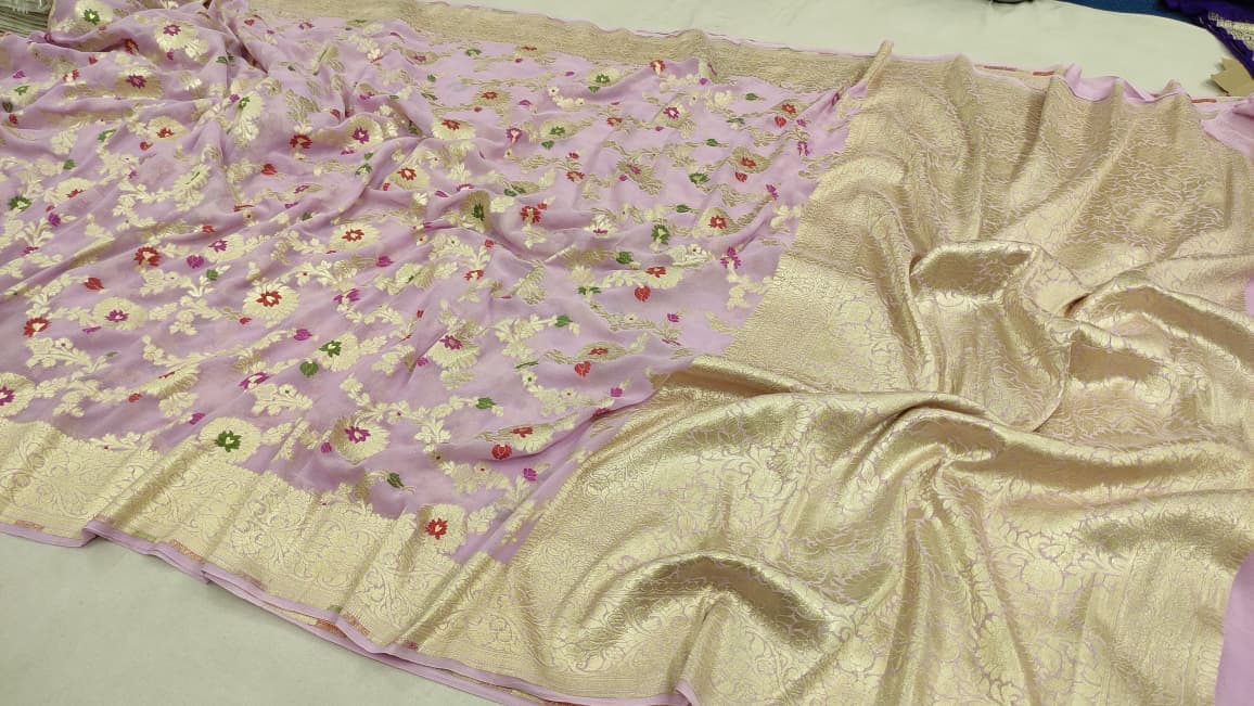 Pure Handloom Georgette Silk Meena - Image 2