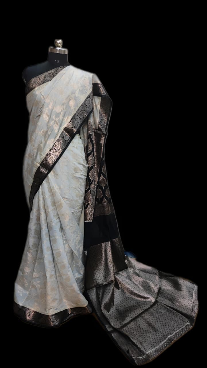 Beautiful soft Banarsi jaal contrast shades - Image 2