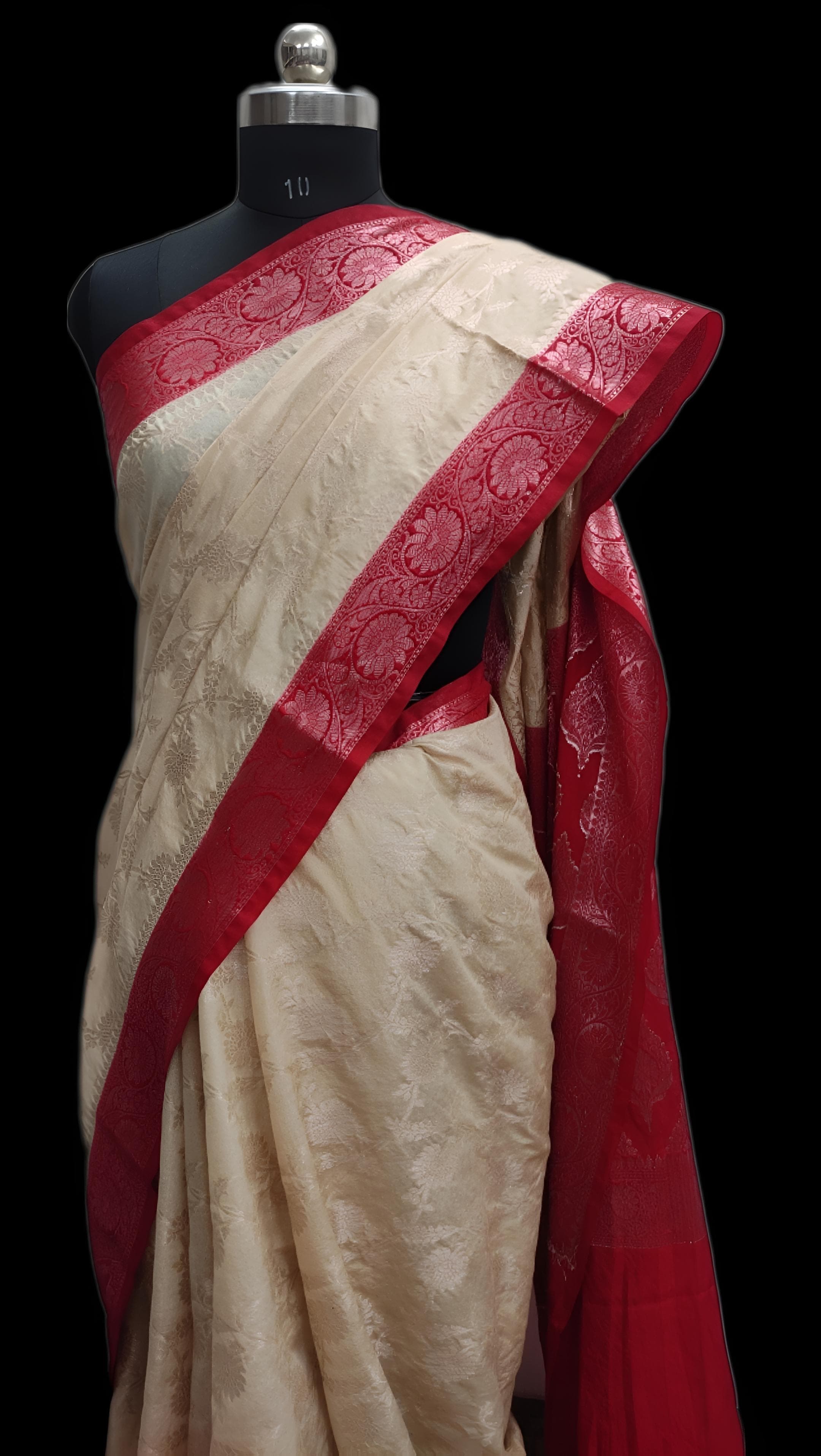 Beautiful soft Banarsi jaal contrast shades - Image 5