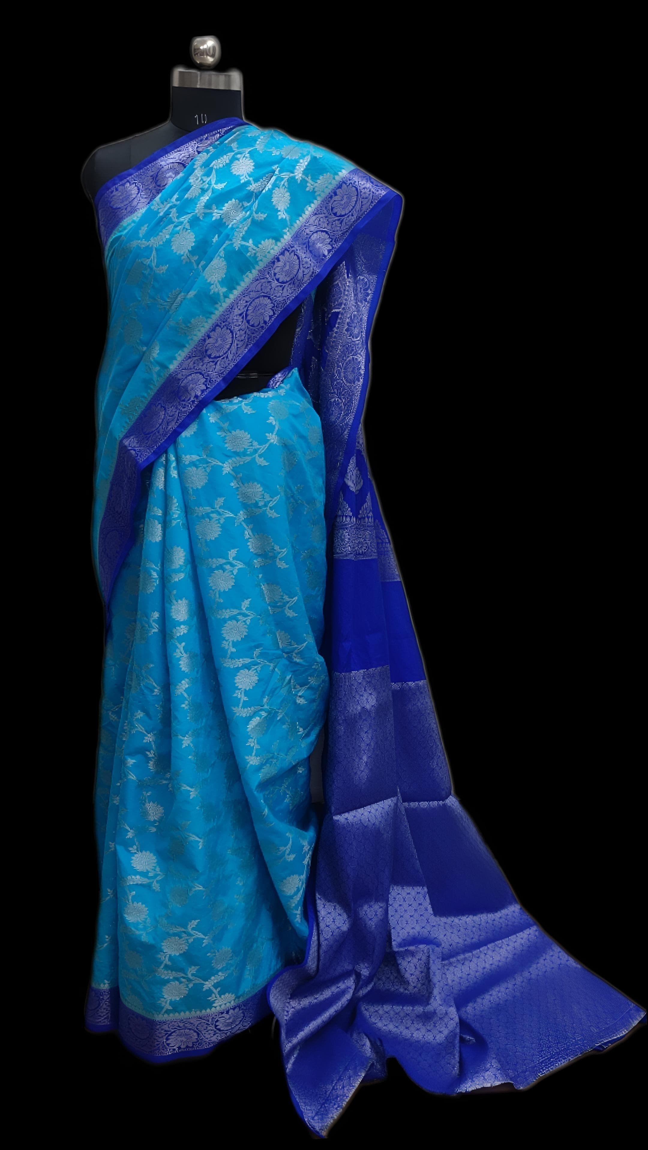 Beautiful soft Banarsi jaal contrast shades - Image 6